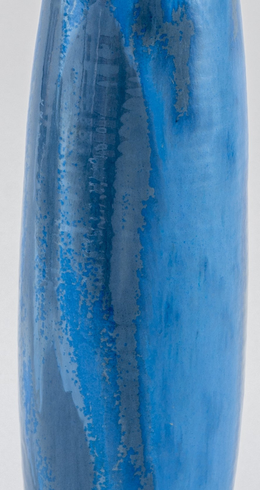 Tall Thin Blue Ceramic Bottle