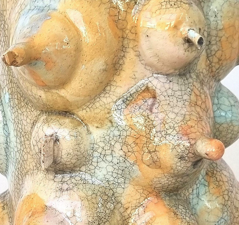 Bold & Witty: Breast Form Crackle Vase with Lid