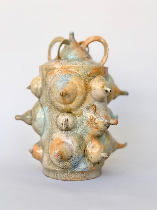 Bold & Witty: Breast Form Crackle Vase with Lid