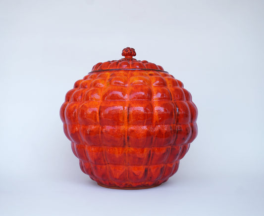 Orange-Red Pomegranate Ceramic Container