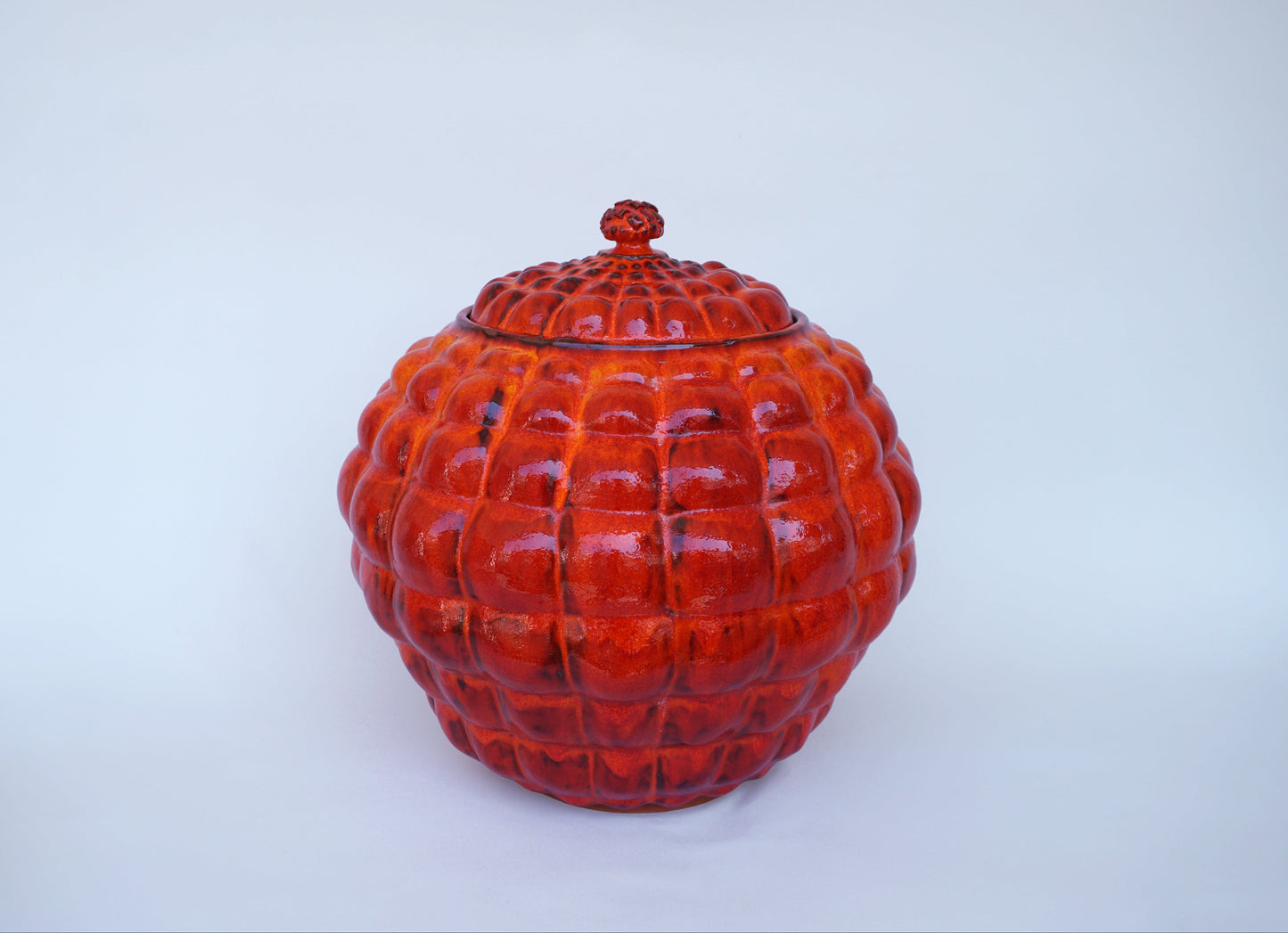 Orange-Red Pomegranate Ceramic Container
