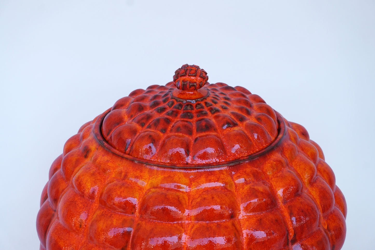 Orange-Red Pomegranate Ceramic Container