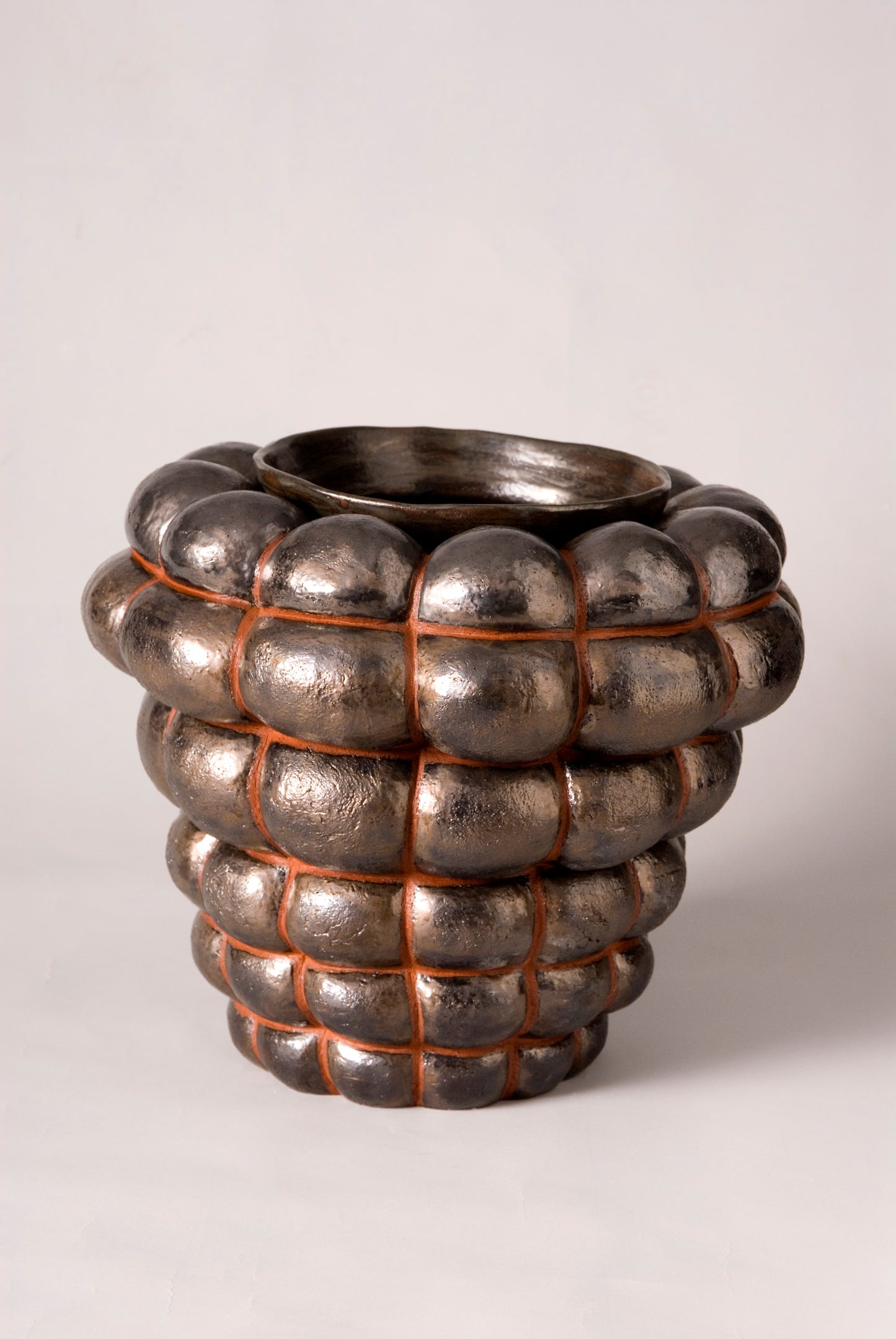 Large Black Vase with Bumps