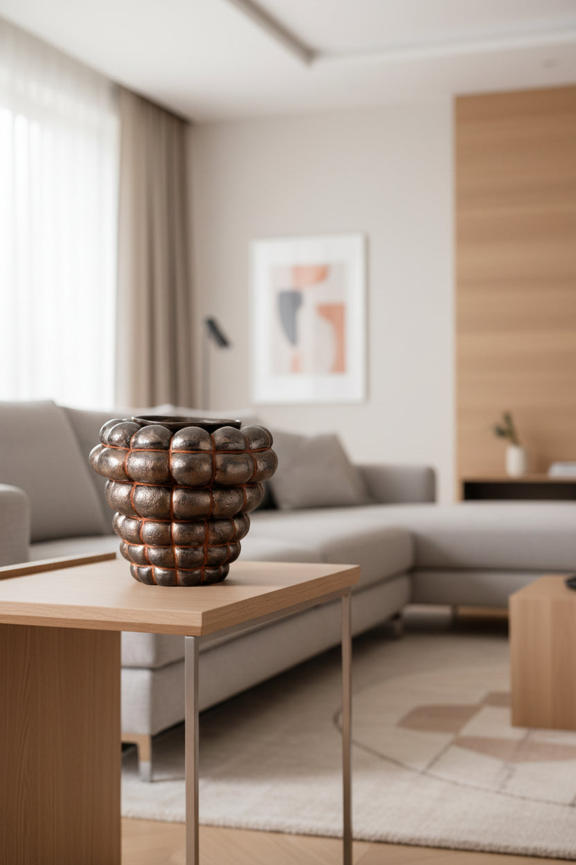 Large Black Vase with Bumps