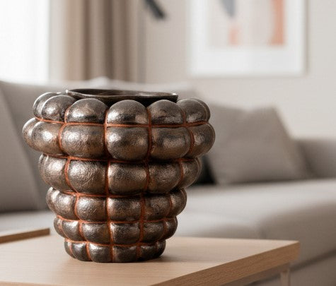 Large Black Vase with Bumps